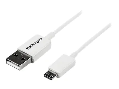 StarTech 2m USB 2.0 A auf Micro USB B Kabel - USB A / Micro B Datenkabel / Anschlusskabel - Weiß - USB-Kabel - Micro-USB Typ B (M) zu USB (M) - USB 2.0 - 2 m - geformt - weiß - für P/N: USBEXTPAA1MW, USBEXTPAA2MW, USBEXTPAA3MW, USBPAUB1MW, USBPAUB50CMW