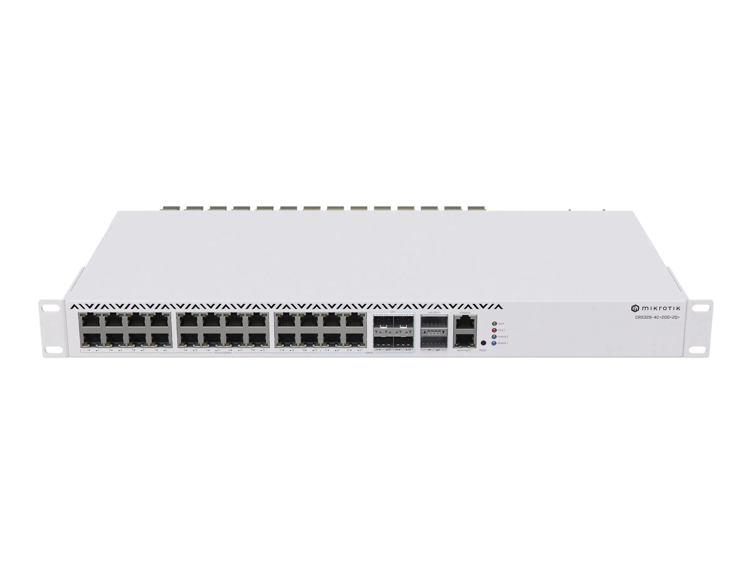 MikroTik CRS326-4C+20G+2Q+RM - Switch - L3 - 20 x 2.5GBase-T + 4 x Kombination 2,5/10 Gigabit SFP+ + 2 x 40 Gigabit QSFP+ - Desktop, an Rack montierbar