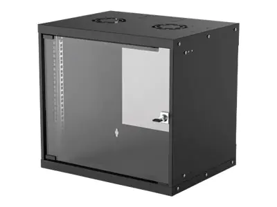 Intellinet Network Cabinet, Wall Mount (Basic), 9U, Usable Depth 340mm/Width 485mm, Black, Flatpack, Max 50kg, Glass Door, 19", Parts for wall installation (eg screws and rawl plugs) 714174
