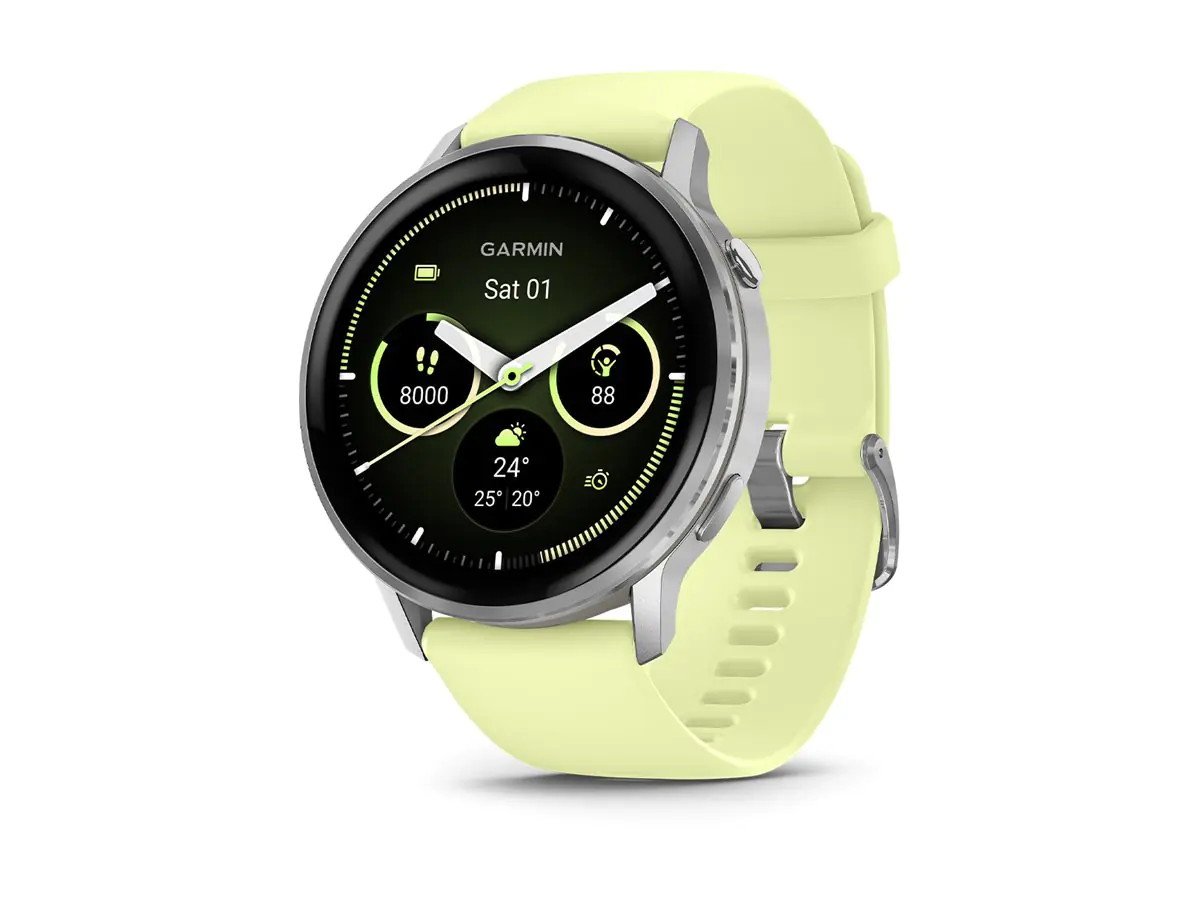 Garmin Venu 4 - 45 mm - silber - intelligente Uhr mit Band - Silikon - Zitronen - Handgelenkgröße: