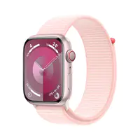 Apple Watch Series 9 (GPS + Cellular) - 45 mm - Pink Aluminum - intelligente Uhr mit Sportschleife - weiches, zweilagiges Nylon - Light Pink - 64 GB - Wi-Fi, Bluetooth, UWB, LTE - 4G - 39 g
