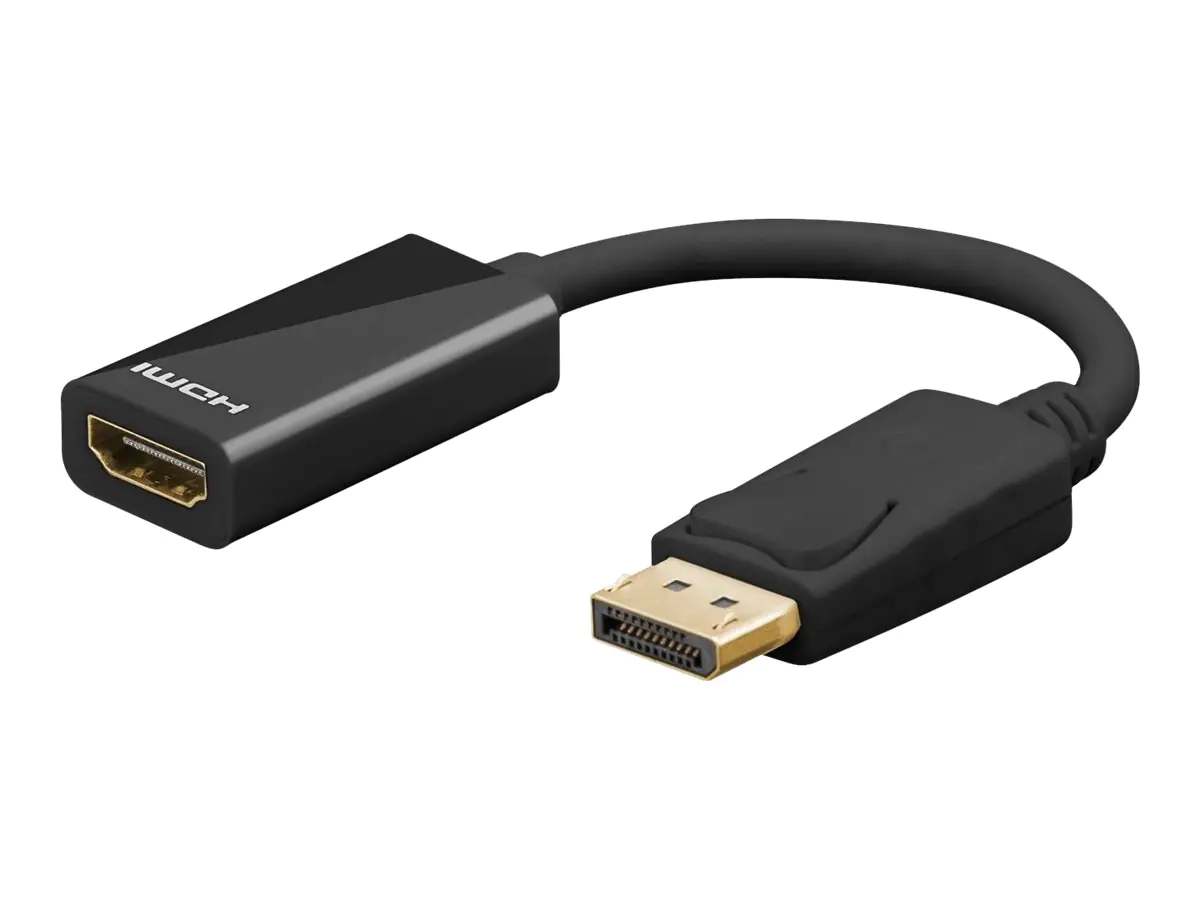 goobay - DisplayPort-Adapter - DisplayPort männlich zu HDMI weiblich - 10 cm - Schwarz - 4K Unterstützung