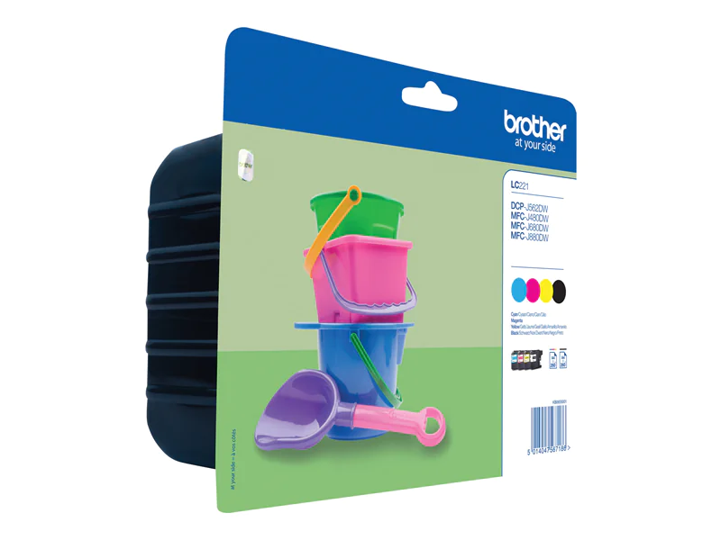 Brother LC221 Value Pack - 4er-Pack - Schwarz, Gelb, Cyan, Magenta LC221VALBPDR