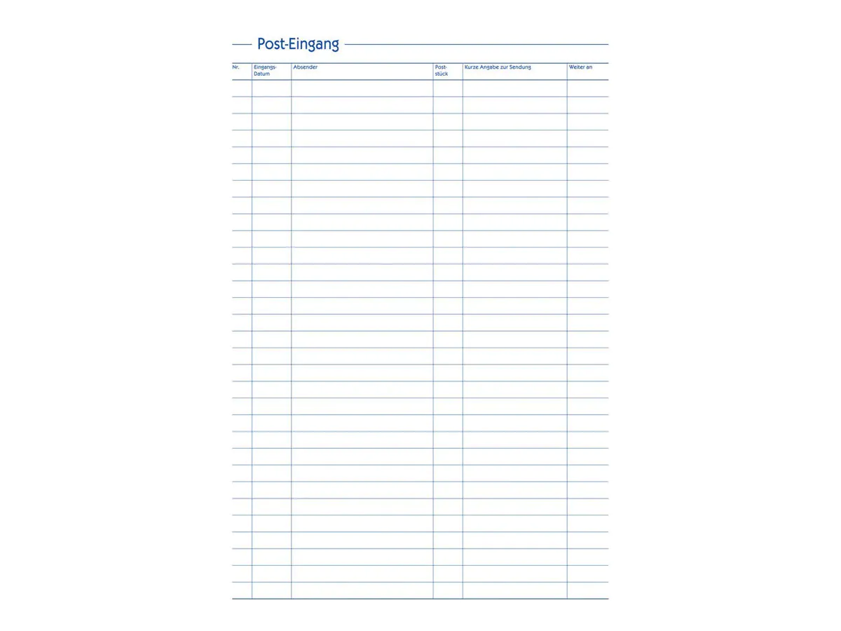 Avery Zweckform Buch für Posteingang-/ausgang - 50 Blatt - A4 (210 x 297 mm) 931