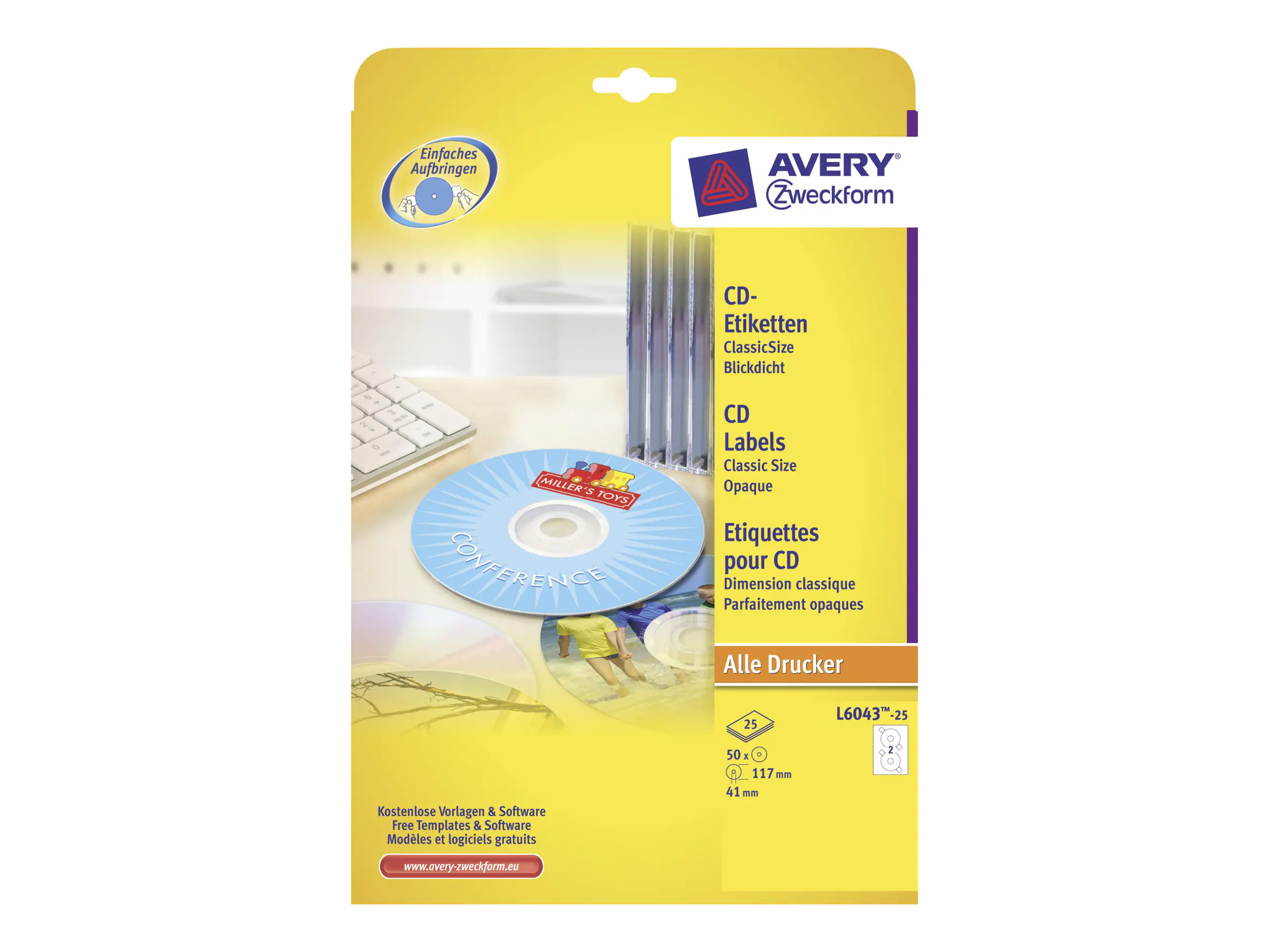 Avery Zweckform Avery CD/DVD Labels - Weiß - 117 mm rund 50 Etikett(en) L6043-25