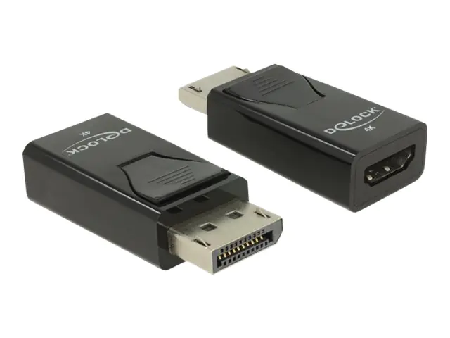 Delock - Videoadapter - DisplayPort männlich zu HDMI weiblich - Schwarz - passiver Konverter, unterstützt 4K 30 Hz (3840 x 2160), Unterstützung für 3D-Video