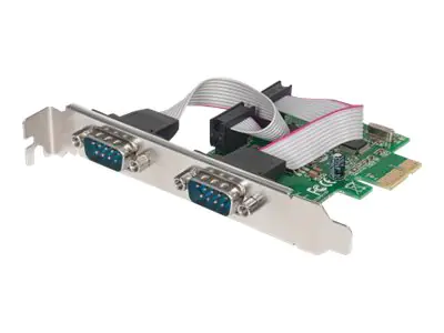 Manhattan PCI Express Card, 2x Serial DB9 ports, 2.5 Mbps, x1 x4 x8 x16 lane buses, Standard/Low Profile PCI, Three Year Warranty, Box - Serieller Adapter - PCIe - RS-232 x 2
