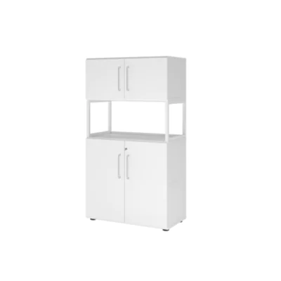 Hammerbacher Regalschrank FlexWall 800 x 1.452 x 417 mm (B x H x T) Flügeltür ohne Rollen Holz weiß