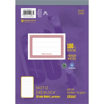 Ursus Schreibblock Ursus Green 03654810 DIN A5 lin. 70g 48Bl