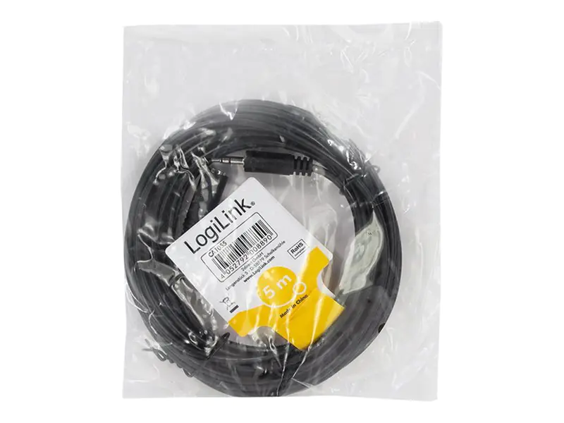 LogiLink - Audioverlängerungskabel - mini-phone stereo 3.5 mm weiblich zu mini-phone stereo 3.5 mm männlich - 5 m - Schwarz
