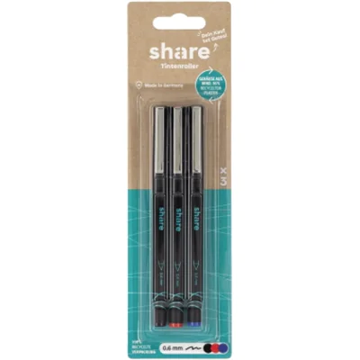 share Tintenroller 0,6mm farbig sortiert nicht dokumentenecht 3 St./Pack.