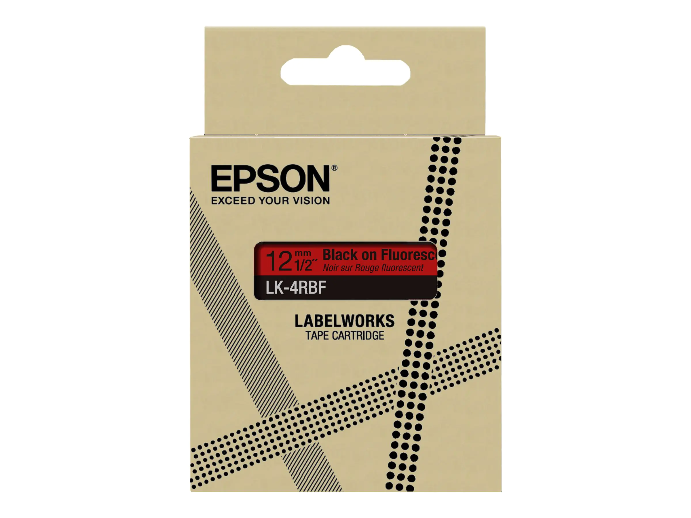 Epson LabelWorks LK-4RBF - Schwarz auf fluoreszierendem Rot - Rolle (1,2 cm x 5 m) 1 Kassette(n) Hängebox - Bandkassette