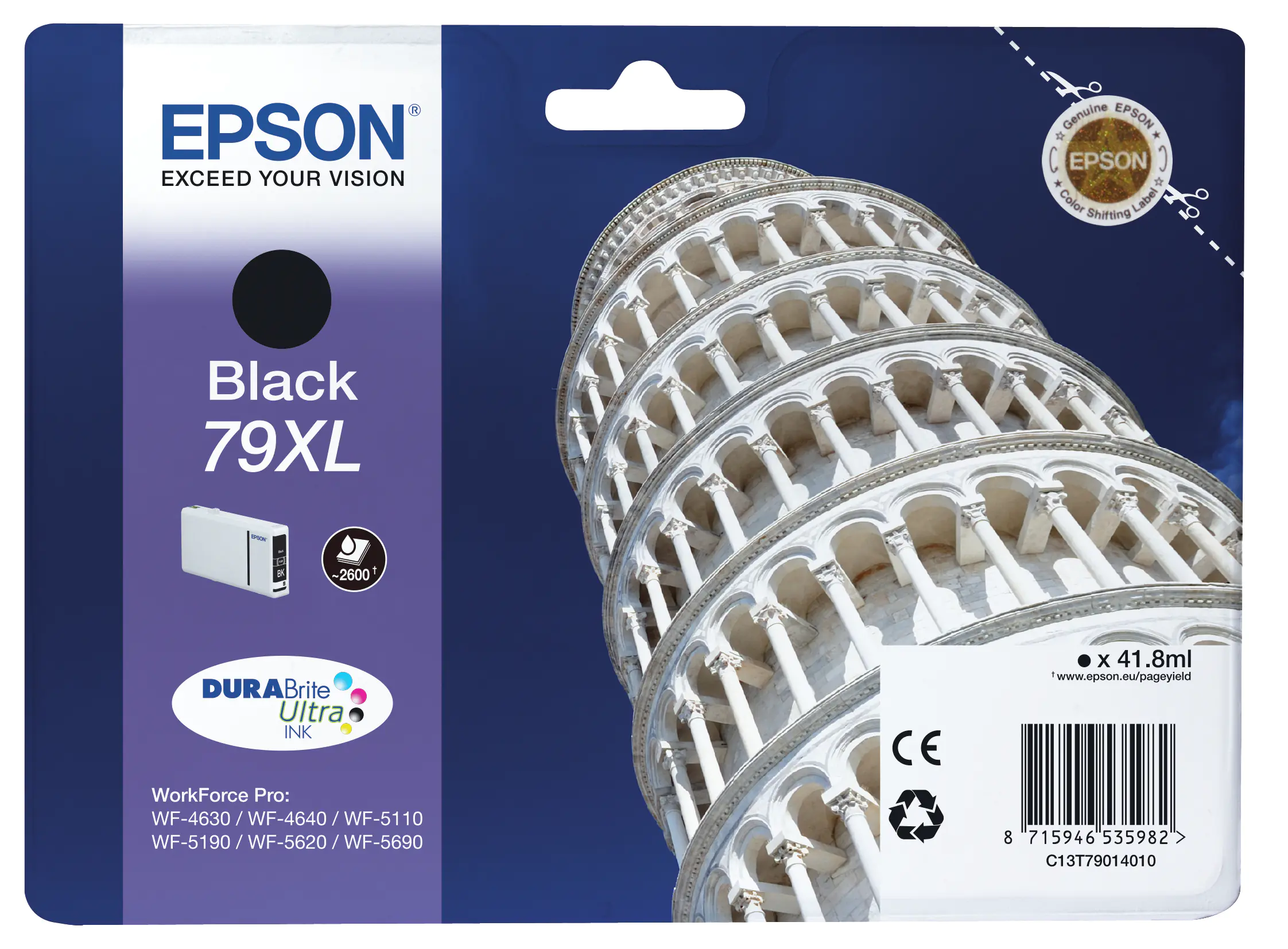 Epson 79XL - 41.8 ml - XL - Schwarz - Original - Tintenpatrone - für WorkForce Pro WF-4630DWF, WF-4640DTWF, WF-5110DW, WF-5190DW, WF-5620DWF, WF-5690DWF