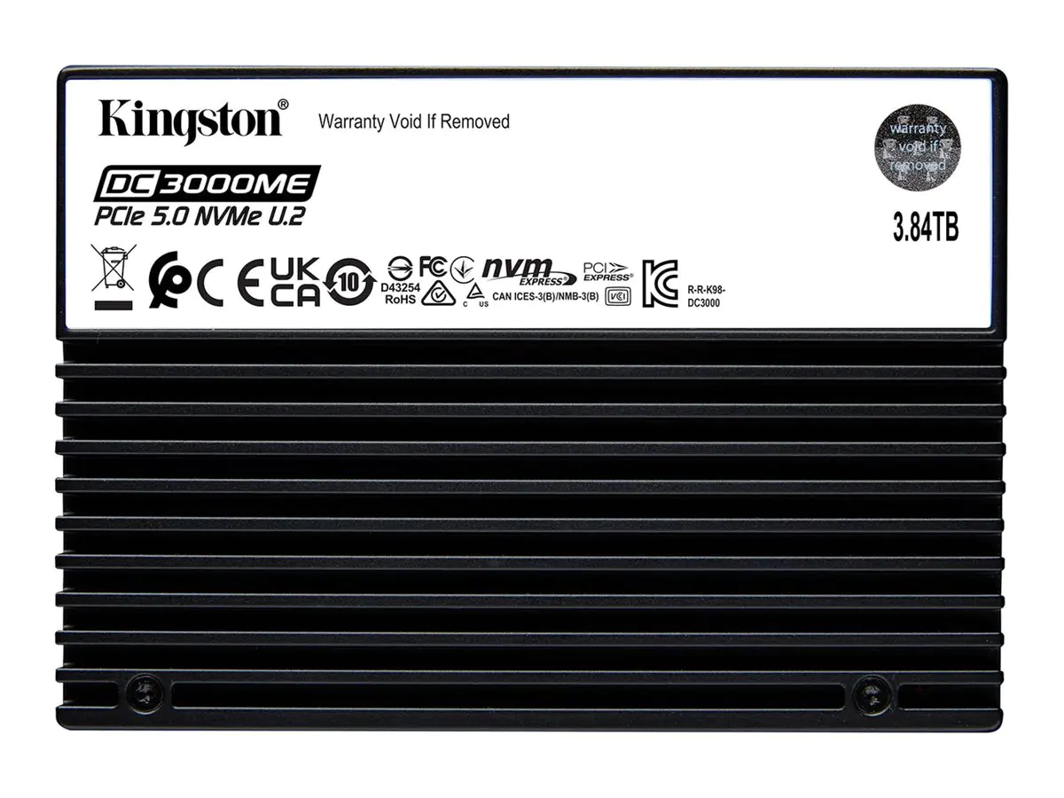 Kingston DC3000ME - SSD - Enterprise - verschlüsselt - 3.84 TB - intern - 2.5" (6.4 cm) - U.2 PCIe 5.0 x4 (NVMe) - 256-Bit-AES - TCG Opal Encryption 2.0