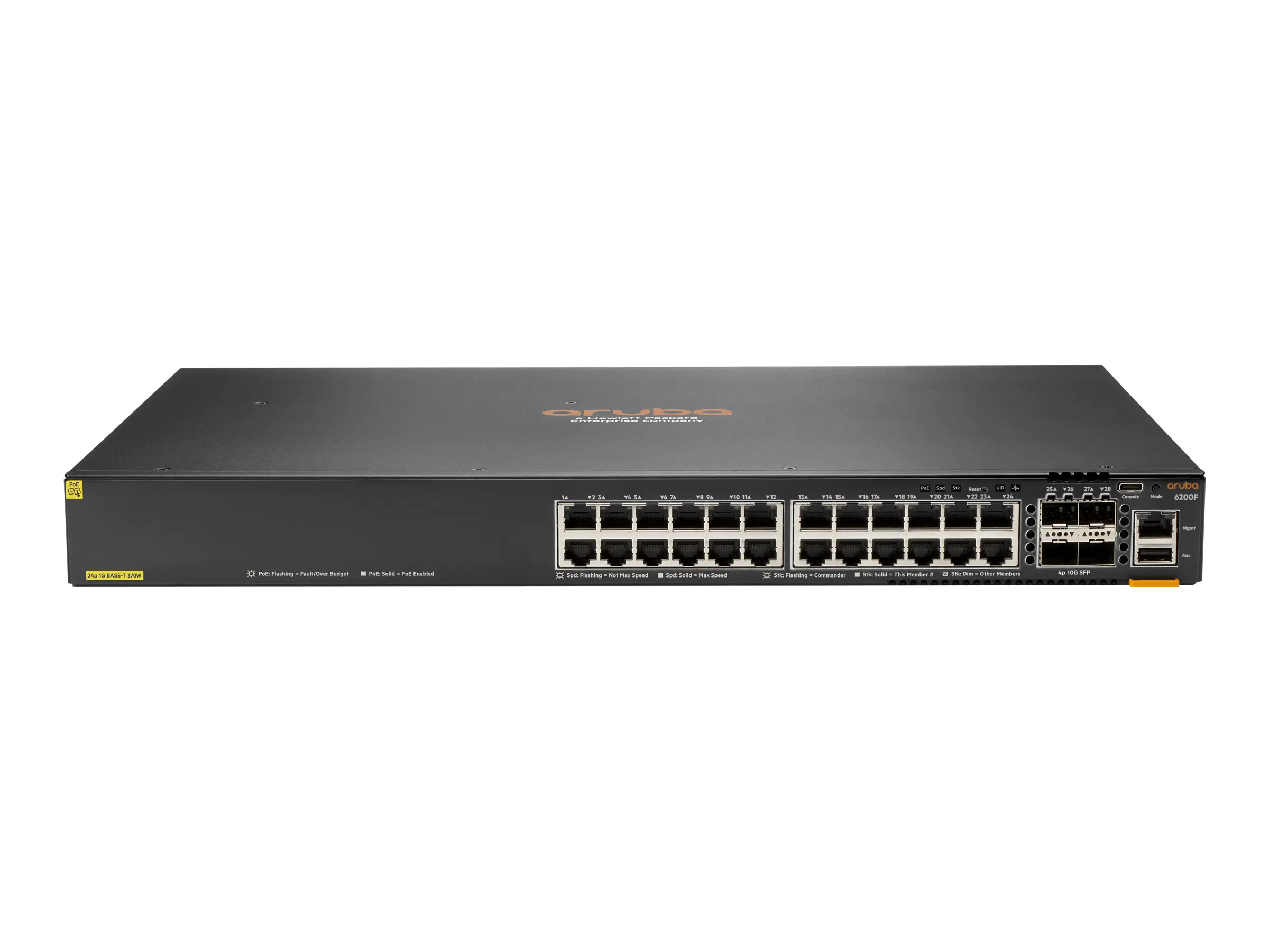 HPE Aruba Networking CX 6200F 24G Class 4 PoE 4SFP 370W Switch - Switch - max. Stapelentfernung