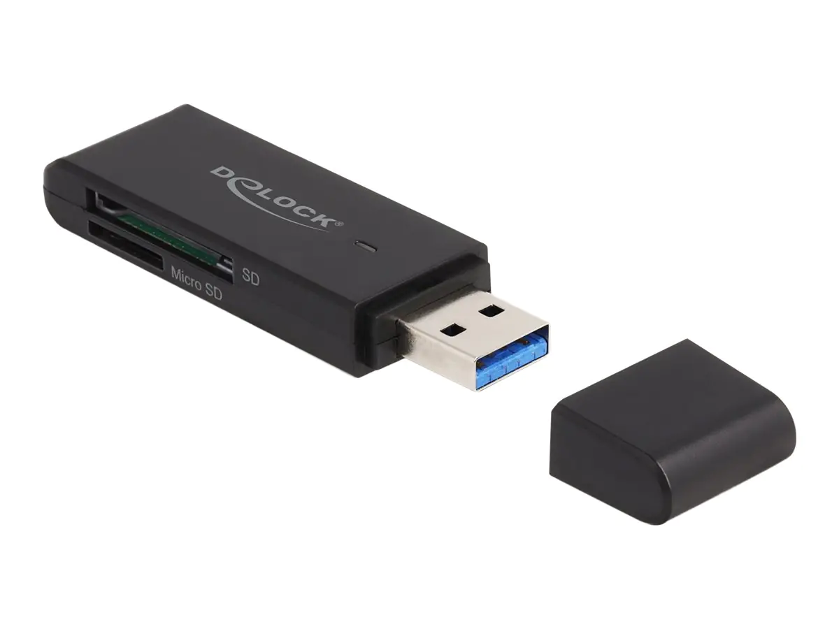 Delock - Kartenleser (SD, miniSD, RS-MMC, TransFlash, MMCmobile, microSD, MMCplus, MMCmicro, microSDHC, SDXC, microSDXC, MMC II, TurboSD, Turbo miniSD, MultiMediaCard Dual Voltage, RS-MMC Dual Voltage) - USB 3.2 Gen 1