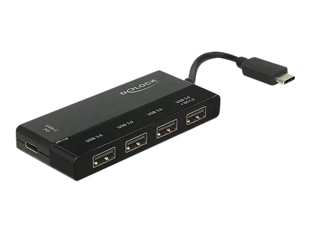DeLock External USB 3.1 Gen 1 Hub USB Type-C - Hub - 4 x USB 3.1 + 1 x USB-C (Stromdurchsatz) - Desktop