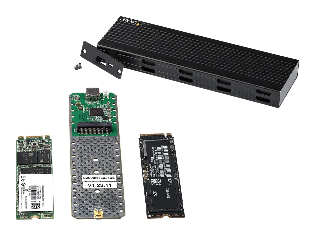 StarTech NVMe SSD Gehäuse - USB-C 10 Gbit/s auf M.2 NVMe oder M.2 SATA SSD - Externes M.2 PCIe/SATA NGFF SSD Aluminiumgehäuse - USB Type-C & USB-A - Unterstützt 2230/2242/2260/2280 ( SM2E1BMU31C) - Speichergehäuse - M.2 - M.2 Card - USB 3.2 (Gen 2) - Schw