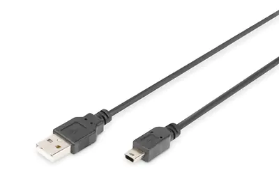 Digitus - USB-Kabel - USB (M) bis Mini-USB, Typ B (M) - USB 2.0 - 1 m - geformt - Schwarz