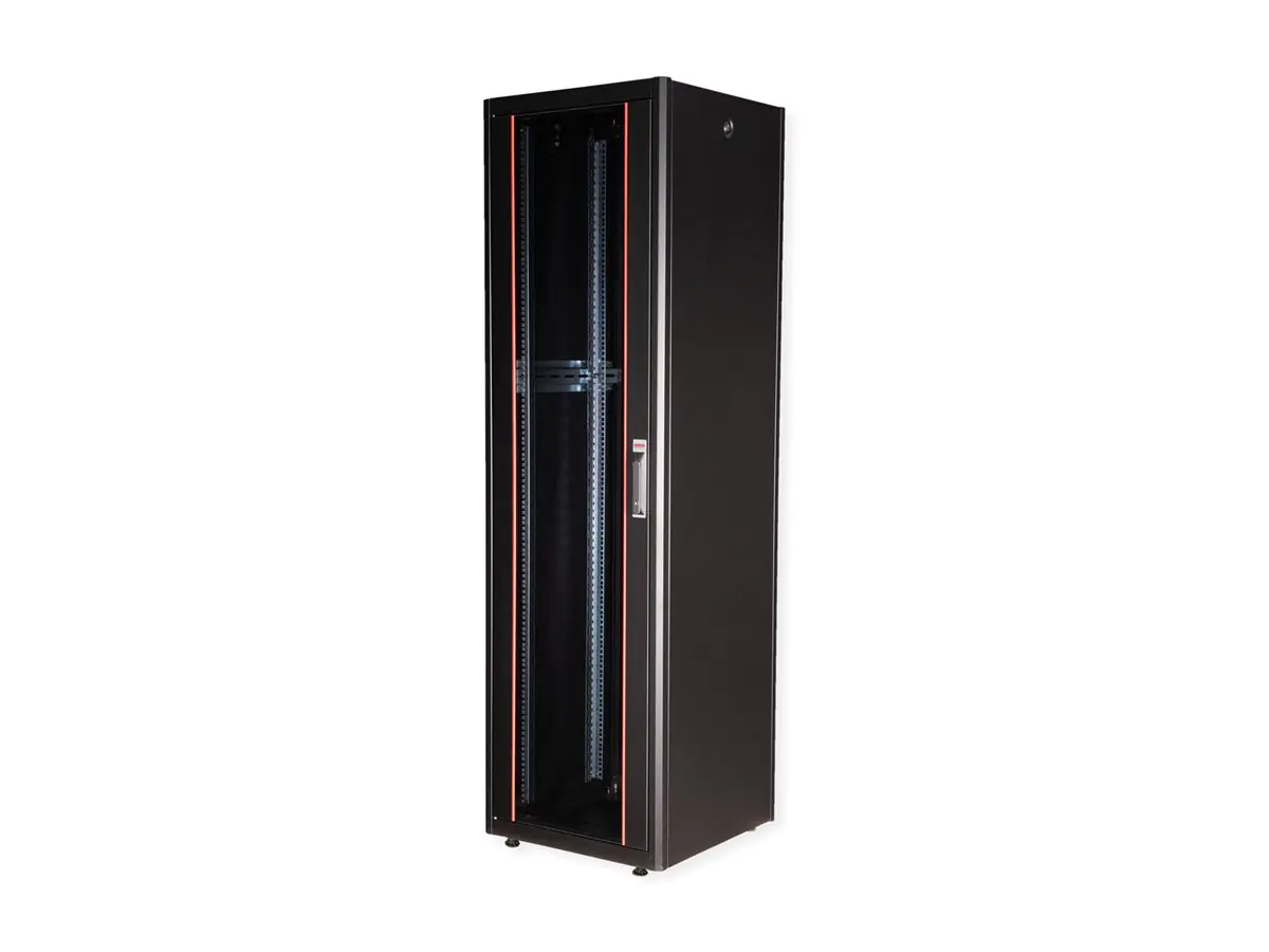 ROLINE Basic - Schrank Netzwerkschrank - Glas-Tür, 600x600 BxT - RAL 9005, Jet Black - 42HE - 48.3 cm (19") 26.21.0211