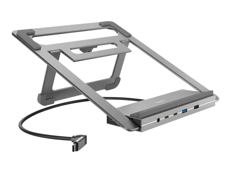 Hama Essential Line "Connect2Office Stand" - Dockingstation + Notebook-Halterung - USB-C 3.2 Gen 2 - HDMI, DP - 1GbE - 100 Watt