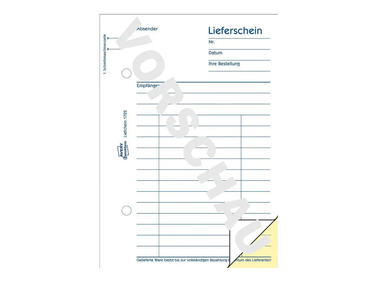 Avery Zweckform Lieferliste - 40 Blatt - A6 (105 x 148 mm) 1722