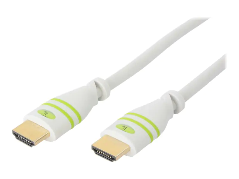 TECHly - Highspeed - HDMI-Kabel mit Ethernet - HDMI männlich zu HDMI männlich - 1 m - abgeschirmt - weiß - geformt, 4K Unterstützung, Dolby DTS-HD Master Audio-Unterstützung, Dolby TrueHD-Unterstützung