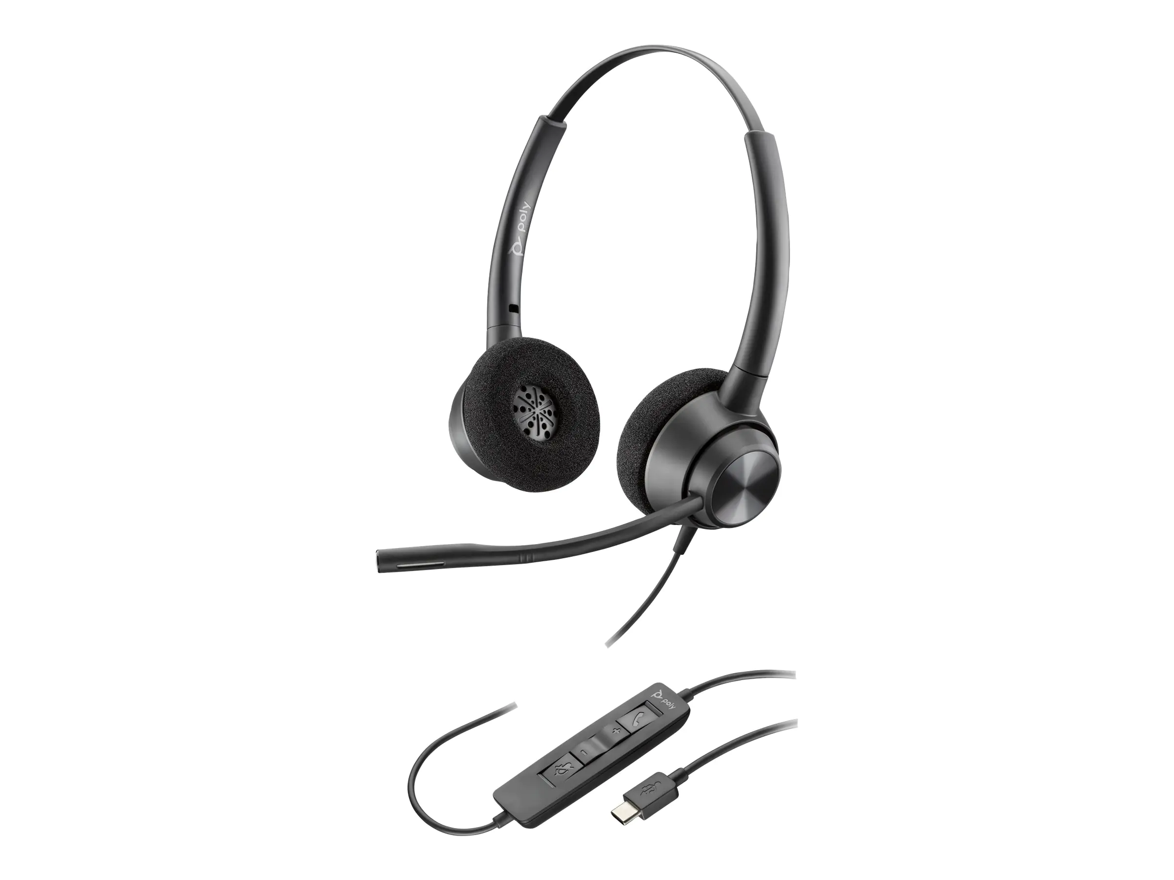 Poly EncorePro 320 - EncorePro 300 series - Headset - On-Ear - kabelgebunden - USB-C - Schwarz - Zertifiziert für Microsoft Teams