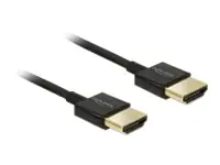 DeLOCK Slim High Quality - HDMI mit Ethernetkabel - HDMI (M) bis HDMI (M) - 25 cm - Dreifachisolierung - Schwarz - 4K Unterstützung