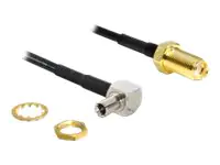 Delock - Antennenadapter - TS-9 männlich zu SMA weiblich - 14.5 cm - Schwarz - 90° Stecker