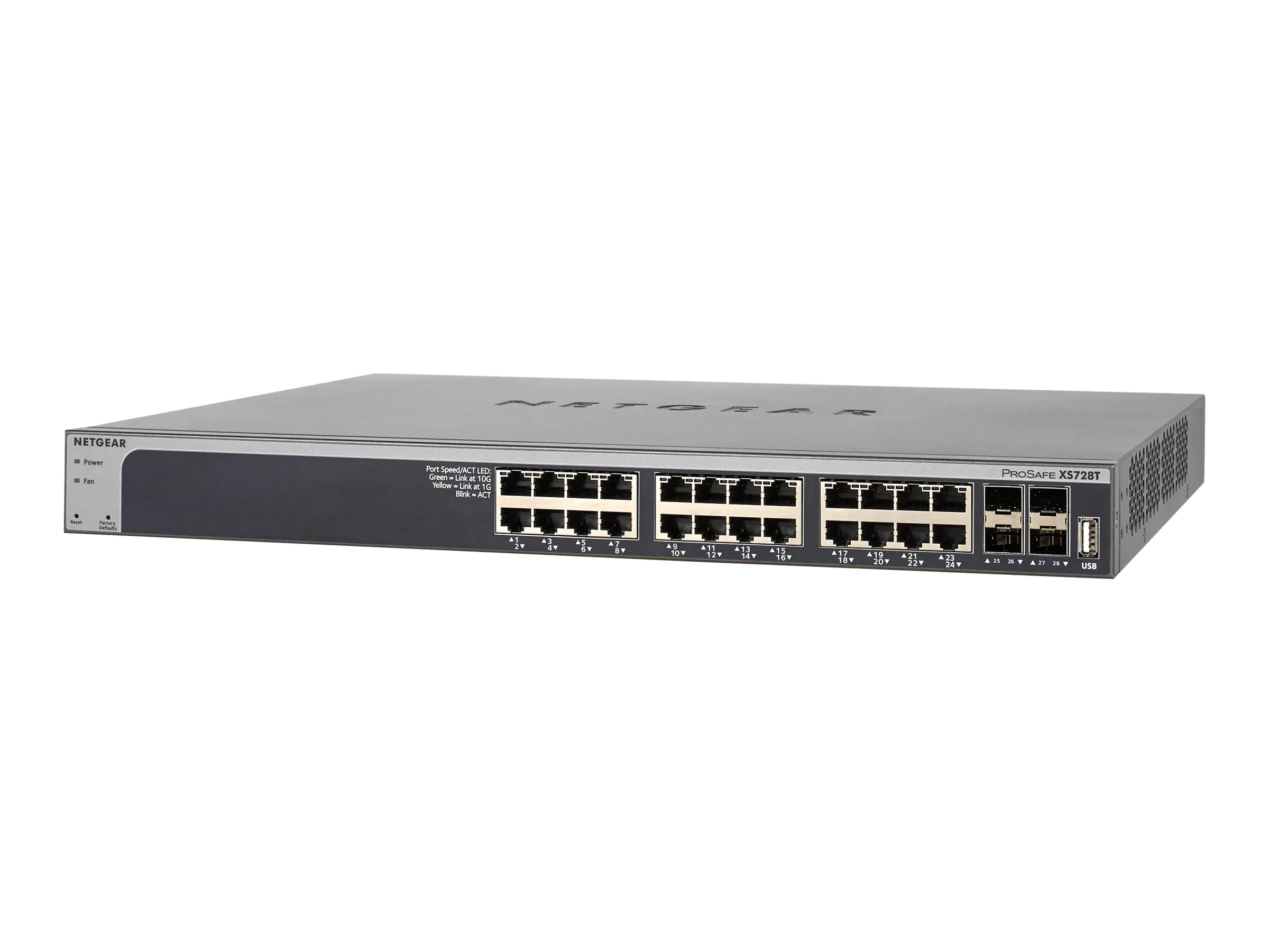 NETGEAR Smart XS728T - Switch - L3 Lite - Smart - 24 x 10GBase-T + 4 x 10 Gigabit SFP+ - Desktop, an Rack montierbar