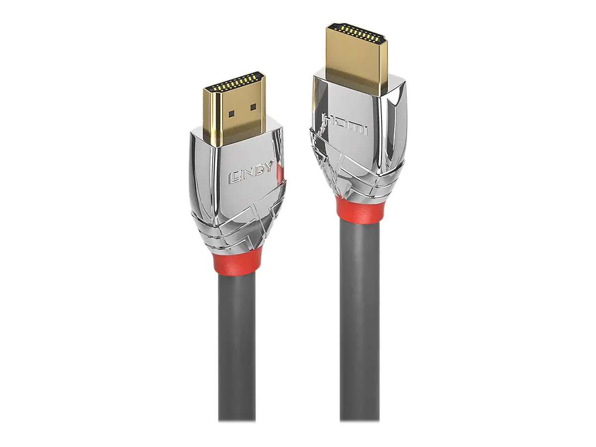 Lindy Cromo Line Standard - HDMI-Kabel mit Ethernet - HDMI männlich zu HDMI männlich - 10 m - Dreifachisolierung - grauer Knickschutz - 4K Unterstützung