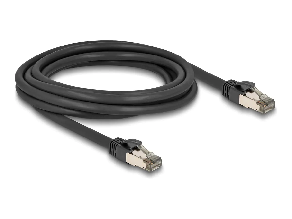 Delock - Patch-Kabel - RJ-45 (M) zu RJ-45 (M) - 3 m - 0.73 cm - U/FTP - CAT 6a - Schwarz