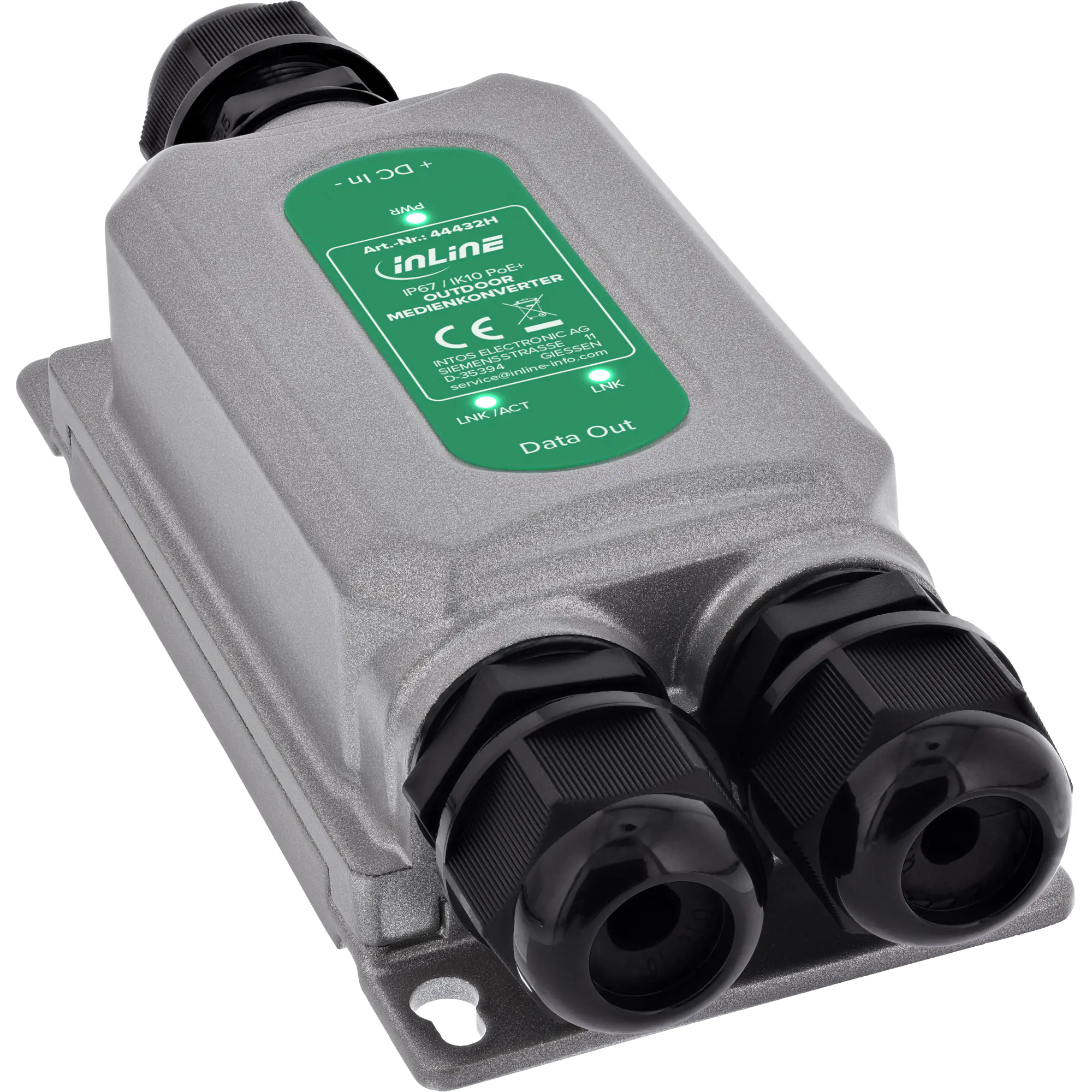 InLine PoE+ Medienkonverter Outdoor IP67 IK10 1 Gb/s RJ45 SFP 44432H