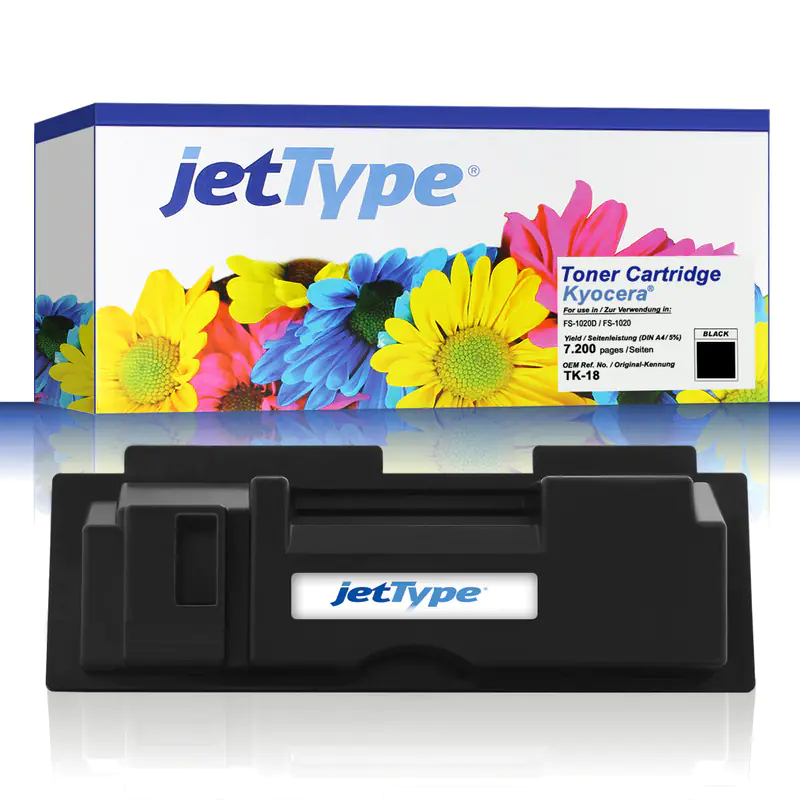 jetType Toner kompatibel zu Kyocera/Mita 370QB0KX TK18 Schwarz 7.200 Seiten 1 Stück