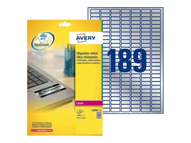 Avery Zweckform Avery Heavy Duty Laser Labels - Polyester - Silber L6008-20