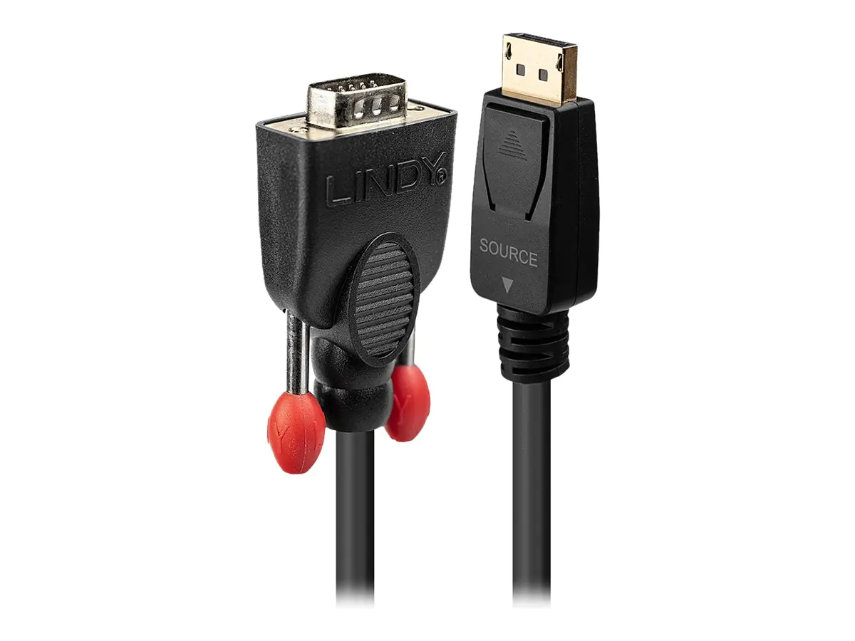Lindy - Videokabel - DisplayPort (M) bis HD-15 (VGA) (M) - 2 m - passiv, Daumenschrauben - Schwarz