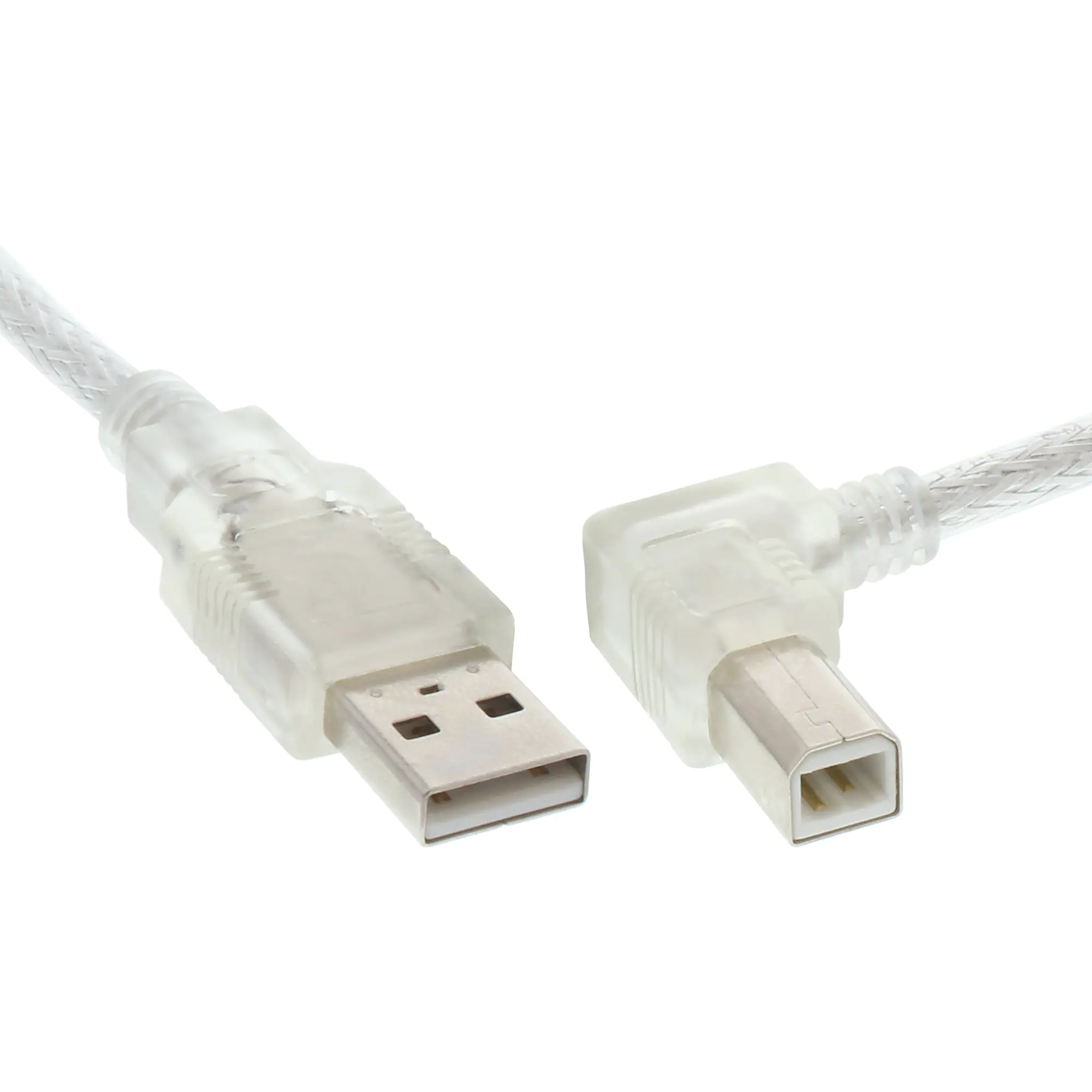 InLine - USB-Kabel - USB (M) zu USB Typ B (M) - USB 2.0 - 2 m - 90° Stecker - durchsichtig