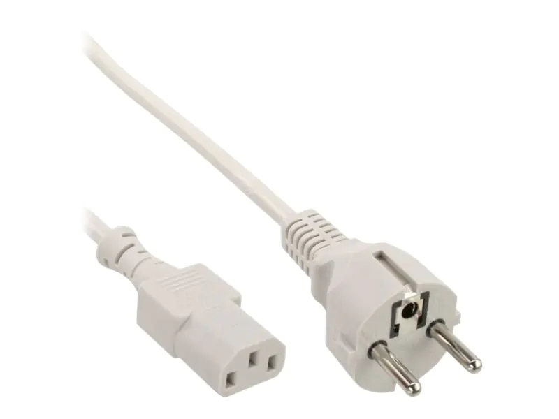 InLine - Stromkabel - CEE 7/7 (S) gerade bis IEC 60320 C13 - 3 m - geformt - Grau