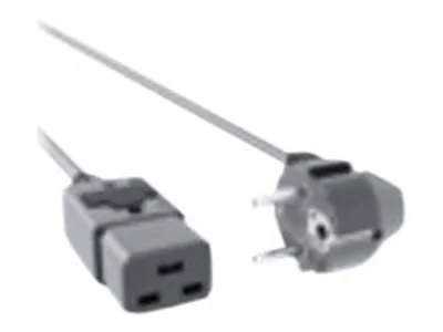 Bachmann - Stromkabel - CEE 7/7 rechtwinklig zu IEC 60320 C19 gerade - 250 V - 16 A - 50 cm - Grau