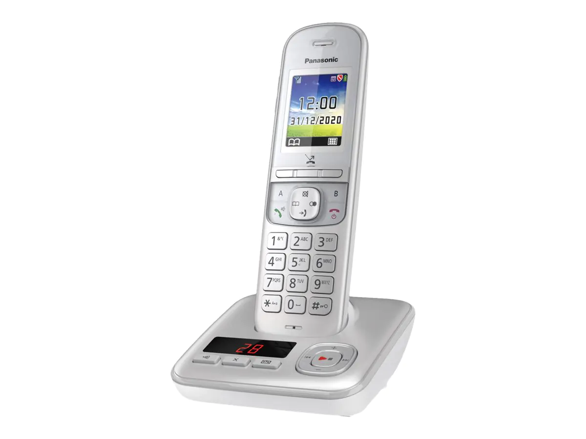 Panasonic KX-TGH720G - Schnurlostelefon - Anrufbeantworter mit Rufnummernanzeige/Anklopffunktion - DECT\GAP - dreiweg Anruffunktion - Silver Pearl