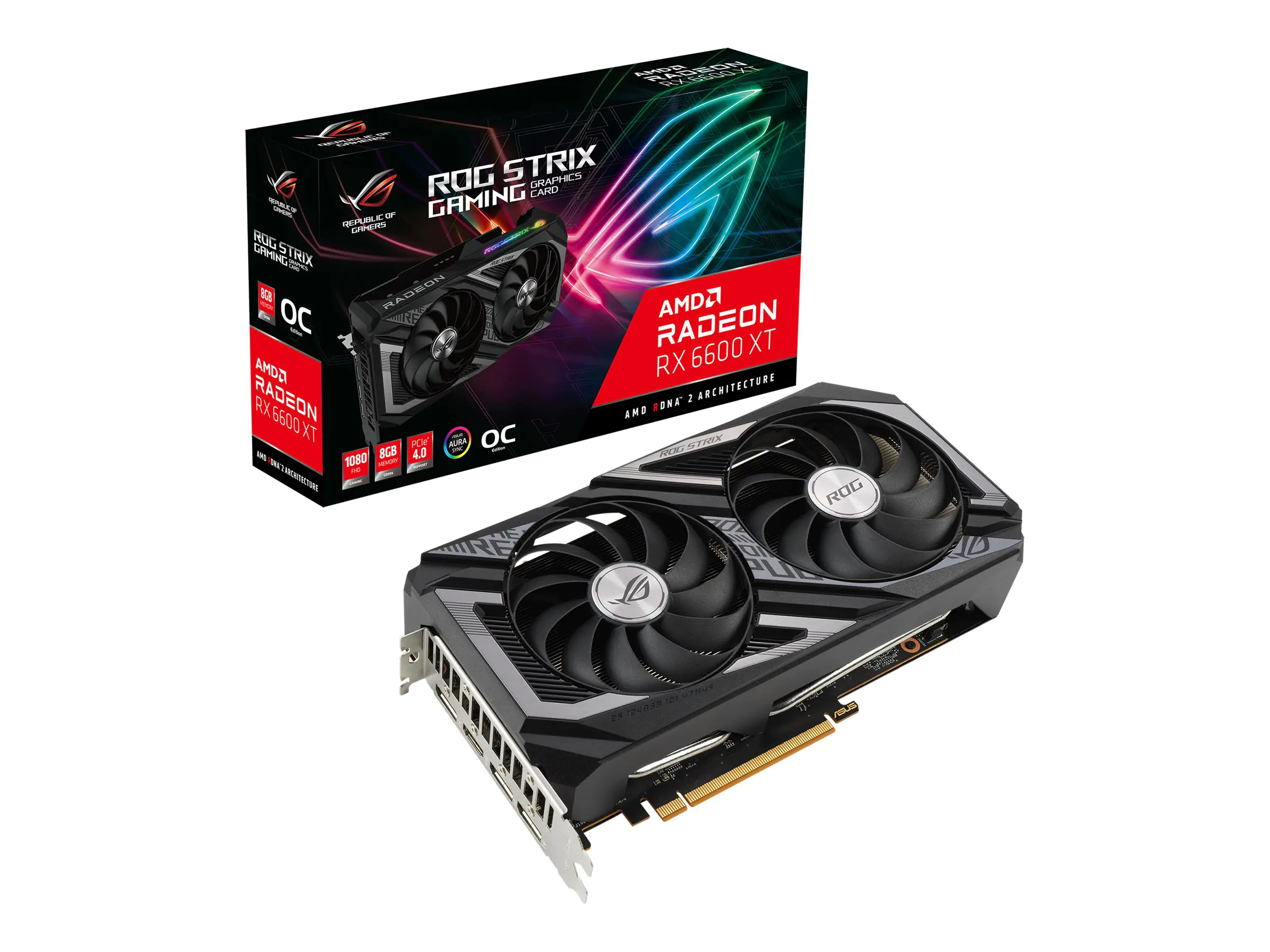 ASUS ROG-STRIX-RX6600XT-O8G-GAMING - OC Edition - Grafikkarten - Radeon RX 6600 XT - 8 GB GDDR6 - PCIe 4.0 - HDMI, 3 x DisplayPort