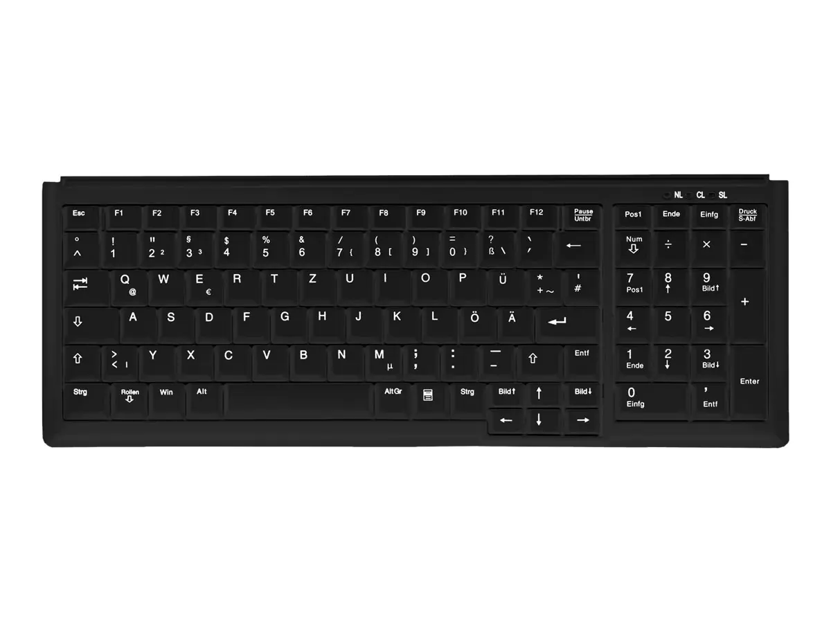 Active Key IndustrialKey AK-7000 - Tastatur - kompakte Abmessungen, Notebook-Stil, mit Nummernblock - PS/2 - QWERTY - GB - Schwarz