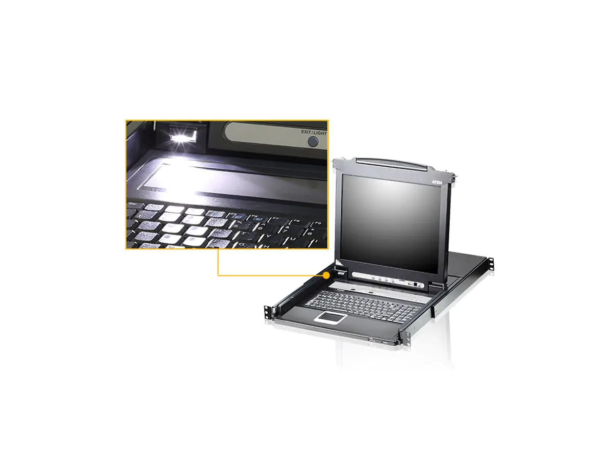 ATEN Slideaway CL5708MW - KVM-Konsole mit KVM-Switch - 8 Anschlüsse - PS/2, USB - German QWERTZ - 43.2 cm (17") CL5708MW-ATA-GG