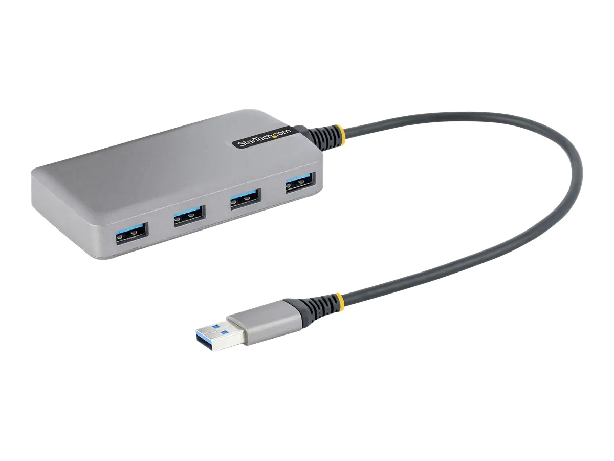 StarTech 4-Port USB Hub, USB 3.0 5Gbps, Bus Powered, USB-A to 4x USB-A Hub with Optional Auxiliary Power Input, Portable Desktop/Laptop USB Hub with 1ft (30cm) Attached Cable - USB Expansion Hub (5G4AB-USB-A-HUB) - Hub - 4 x USB 3.2 Gen 1 + 1 x micro-USB