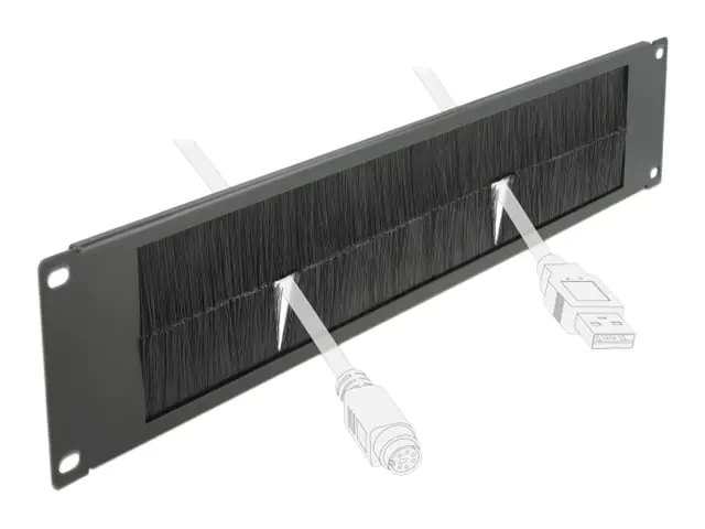 Delock Cable Management Brush Strip - Kabelführungspanel mit Bürste - Schwarz - 2U - 48.3 cm (19") 66482