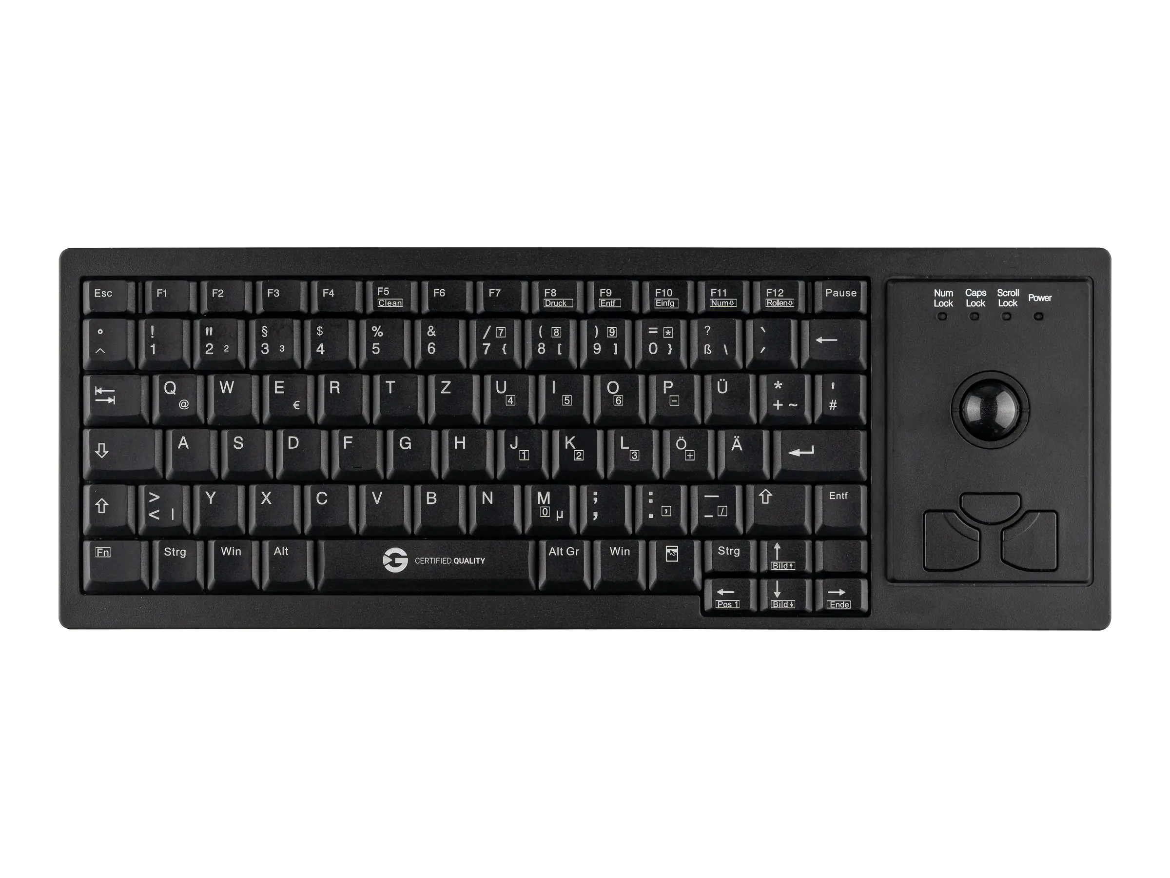 CleanType Xtra Roll - Tastatur - 75% - compact TKL - mit Trackball - USB - QWERTZ - Deutsch - Schwarz
