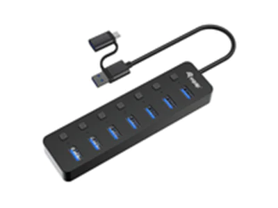 Equip USB-Hub 7-Port 3.2 ->7x3.2 inkl USB-C Adapter schwarz - Hub - 7-Port