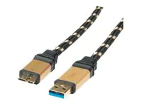 Roline - USB-Kabel - Micro-USB Typ B (M) zu USB Typ A (M) - USB 3.0 - 80 cm - Schwarz/Gold