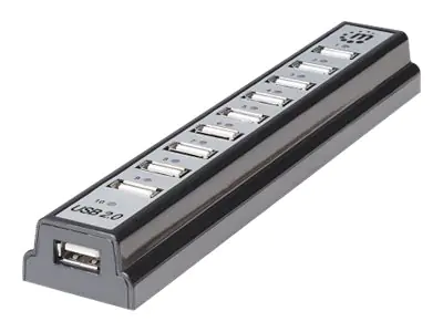 Manhattan USB-A 10-Port Desktop Hub, 10x USB-A Ports, 480 Mbps (USB 2.0) 161572